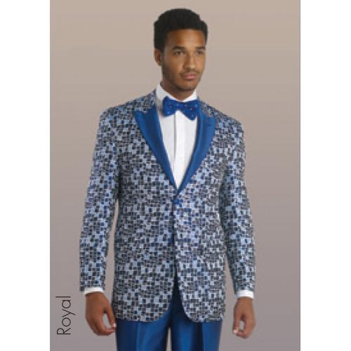 E. J. Samuel Royal Blue Geometric Suit M2652